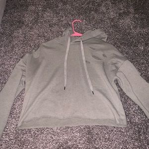 Distressed olive green cropped hoodie